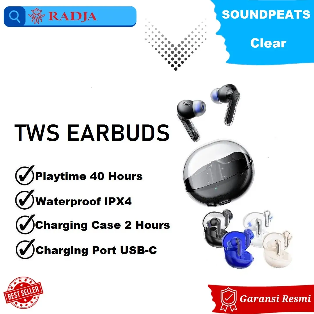 SoundPEATS Clear True Wireless Headset Bluetooth TWS Earbuds