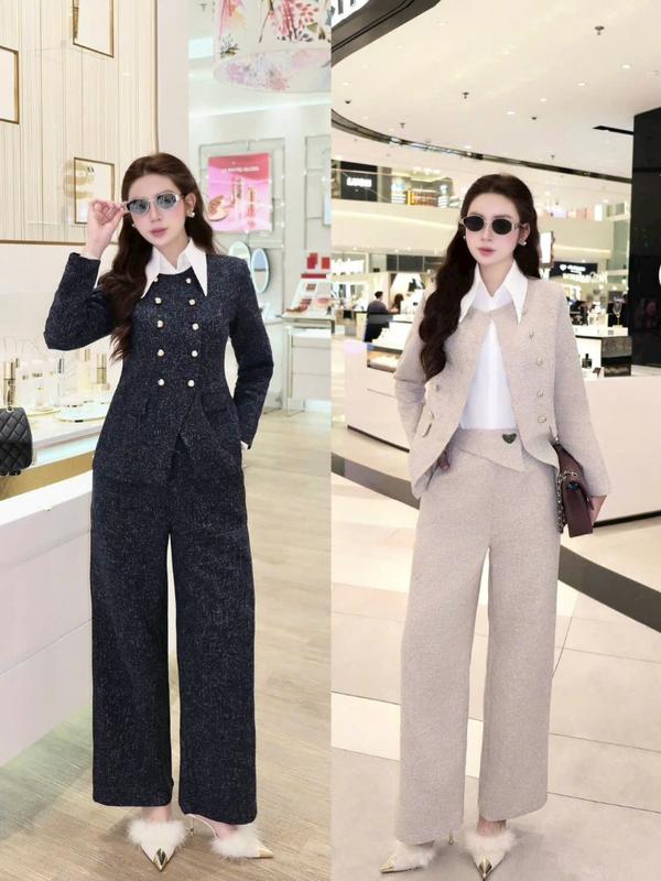   HÀNG CÓ SẴN  A59 Set dạ 3 chi tiết  áo và quần  áo dạ peplum phối quần xuông dài kèm 1 sơ mi trắng - Set đồ nữ xinh sang chảnh 