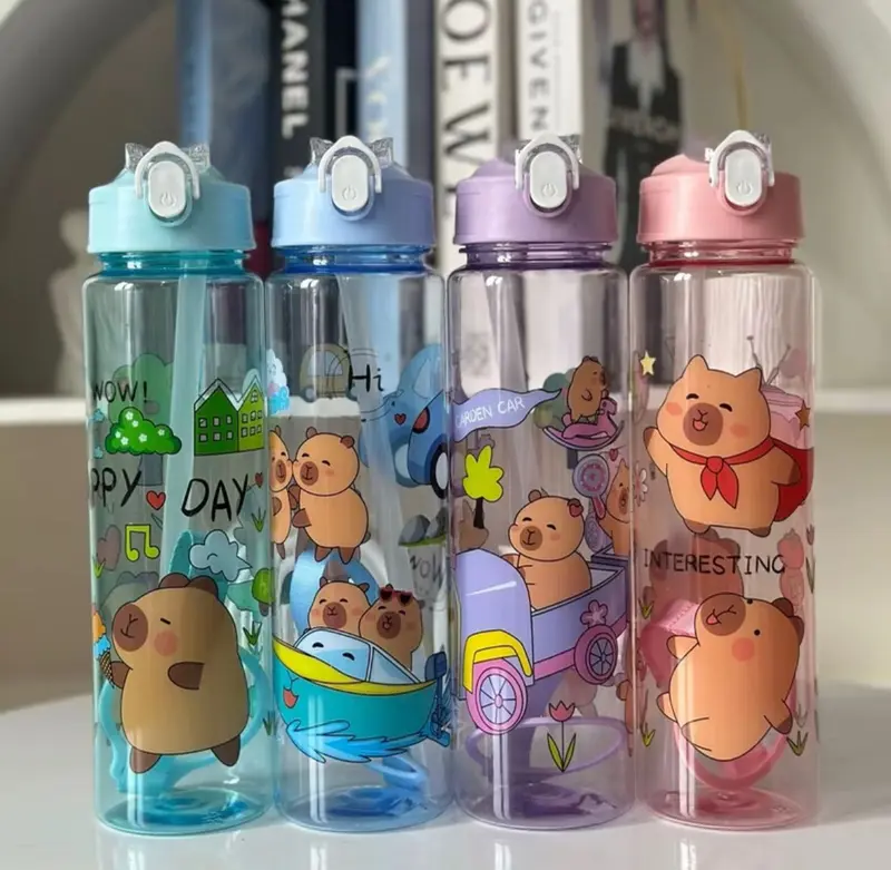 [COD] Botol Minum Capybara Anak 900 ML Free Tali dan Sedotan BPA FREE 1