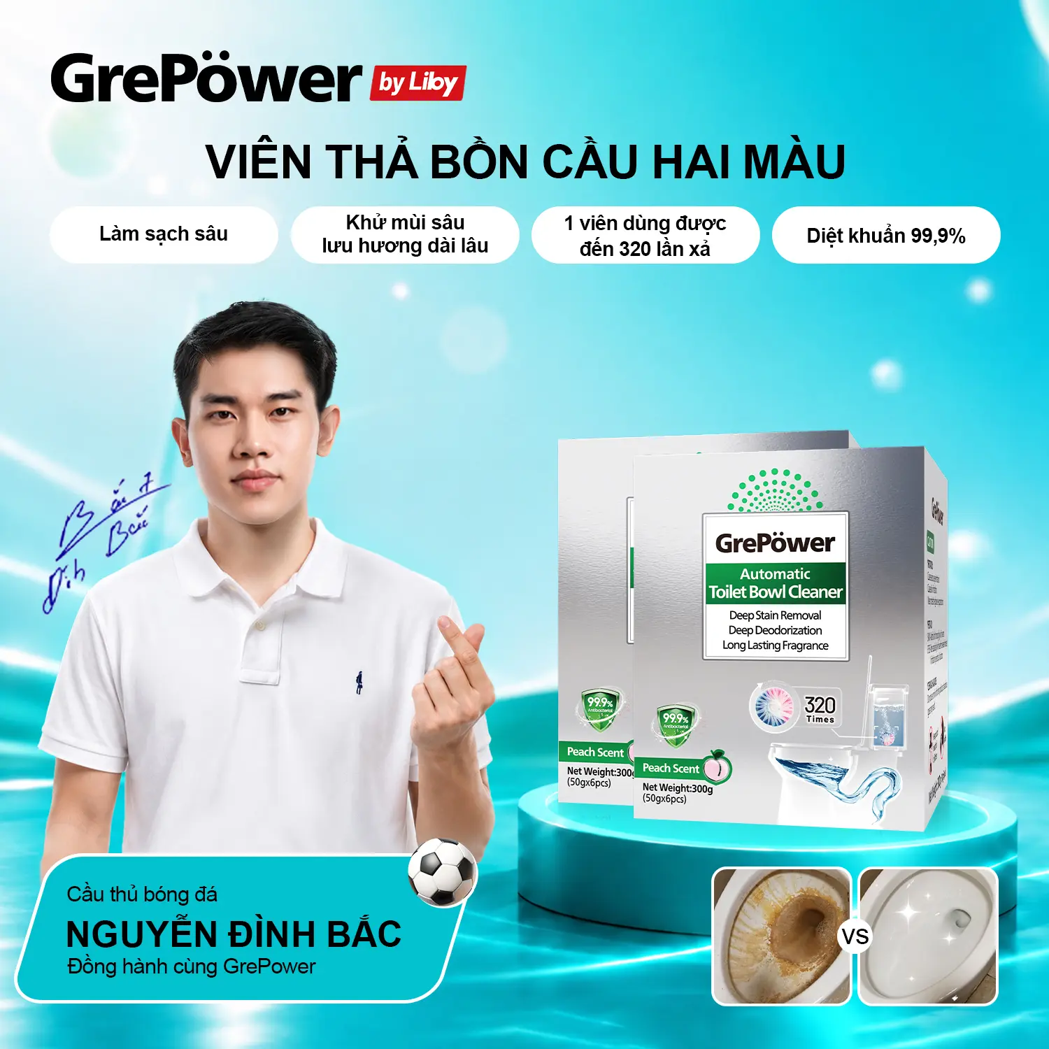 Viên Thả Bồn Cầu Liby 2 Màu – GẤP ĐÔI HIỆU QUẢ: Vừa TẨY CẶN vừa KHỬ MÙI!-D1