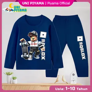 Baju Tidur Roblox Skateboard Setelan Panjang Anak Cewek dan Cowok usia 1-10Tahun 2020 Lengan Panjang Laki Perempuan Piyama polyester Premium Katun