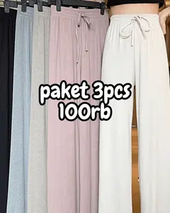 Paket Murah isi 3pcs Celana Kulot Crinkle Highwaist Terbaru Korean Style Tali Serut Daily Kekinian Bisa Cod Termurah Ukuran Standar dan Jumbo