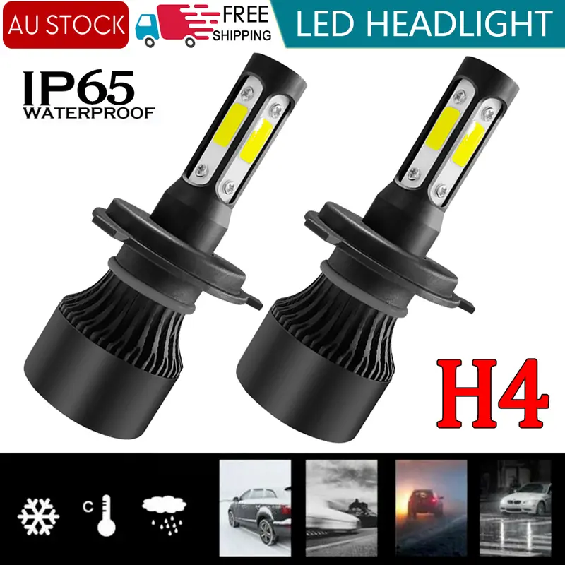 orginal 2pcs Lampu Depan Mobil LED COB Headlight H4 Cool White super terang 24w tahan air Car 8