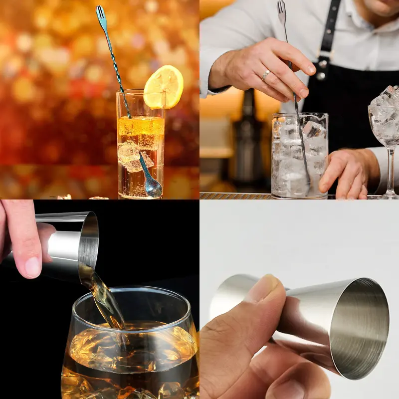 Bộ Bình Lắc Cocktail, 7 Món, Bình Lắc Boston Bar Bartender Kit, Bình Lắc 750 / 600ml, Có Công Thức 5