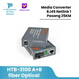 HTB-3100 A+B Fiber Optical Media Converter RJ45 Netlink 1 Pasang 25KM