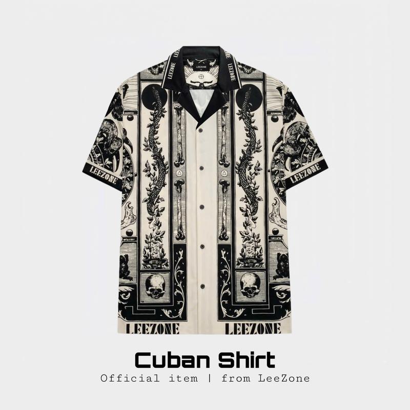 Sơmi Gothic | Cuban Shirt LEEZONE form rộng Menswear Áo Sơ Mi