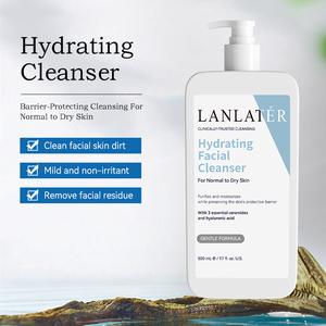 LANLATER Pencuci Muka Pelembap Hydrating Cleanser 500ml untuk Kulit Normal hingga Kering Bersih Lembut Tidak Iritasi Facial dengan Formula Pelembap dan Tidak Menyebabkan Iritasi