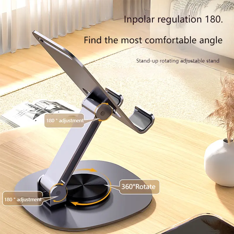Giá Chân Đế Điện Thoại Di Động Bằng Nhôm, Để Bàn, Xoay 360 °, Gấp Gọn, Đa Năng, Thích Hợp Cho Máy Tính Bảng Và iPad, Giá Chân Đế Hỗ Trợ Thông Dụng Cho Truyền Hình Trực Tiếp Và Xem, [Thanh Toán Khi Nhận Hàng] 2