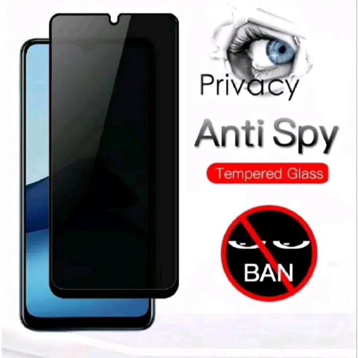 Tempered Glass Anti spy Kaca For Redmi 9/ 9A/ 9C/ Anti Gores Anti Spy Privacy Full Layar/ Tempered glass Kaca Glossy Privasi Anti Spy/ Pelindung Layar Privasi