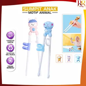 [COD] RR C987 Chopstick Sumpit Anak Karakter Animal Alat Makan Anak Bayi / Sumpit Latihan Anak Chopstick Baby Training / Sumpit Anak Motif Hewan Lucu Import