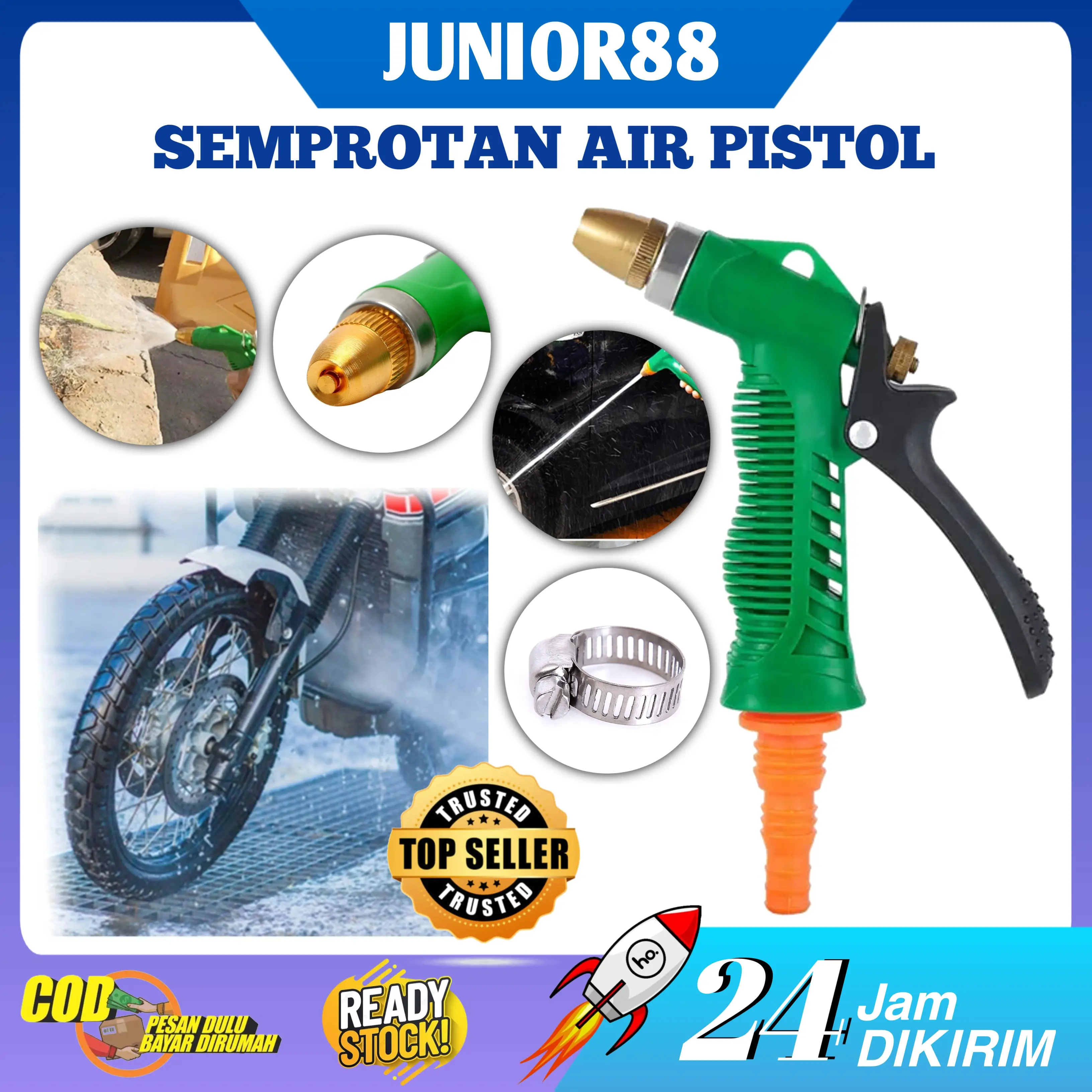 Kepala Semprotan Air Cuci Motor dan Mobil Hose Nozzle Alat Semprot Air Taman Perkebunan