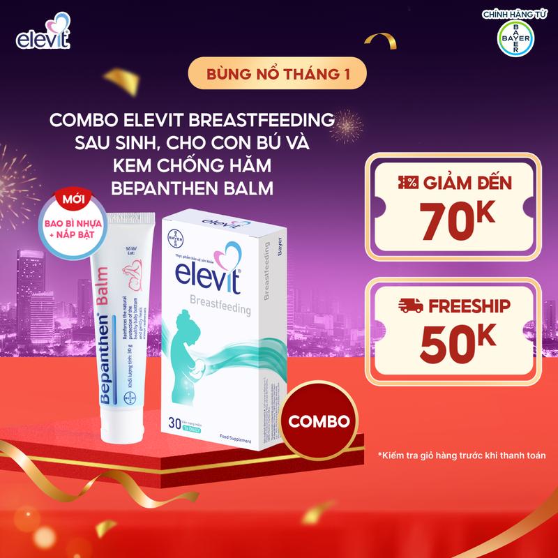 Combo ELEVIT Breastfeeding sau sinh và cho con bú kèm Kem Chống Hăm BEPANTHEN BALM Dạng Kem Mỡ Tuýp 30G
