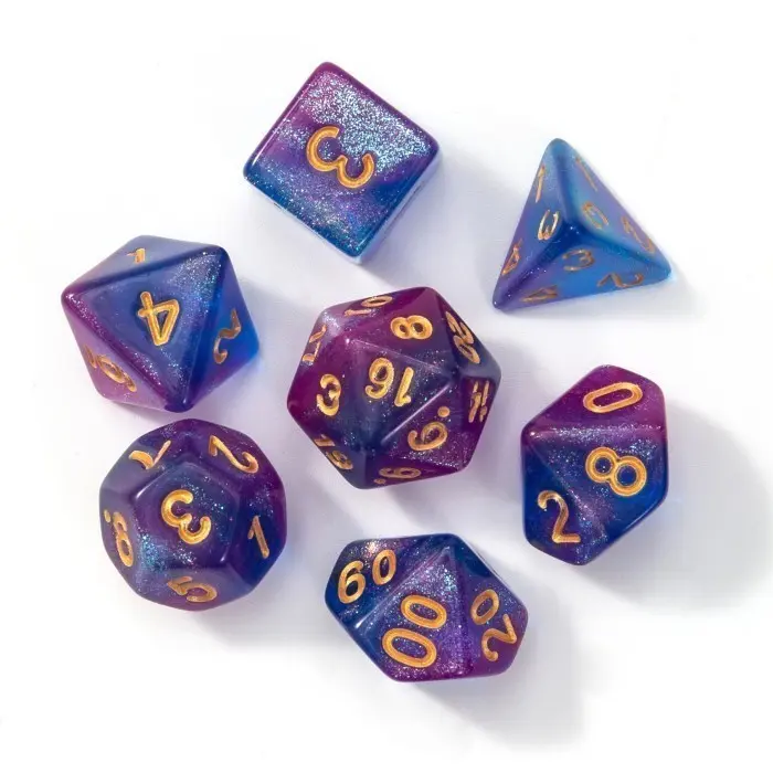 【Ready】7 buah/set Polyhedral Dice For DND RPG - Ungu Hadiah Permainan