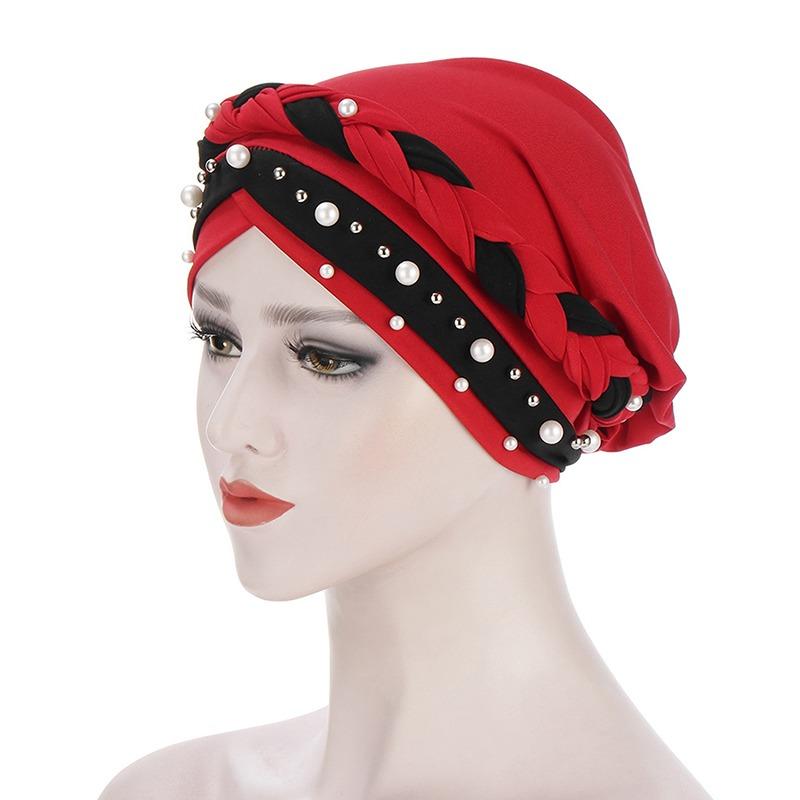 Product Introduction of Women Cap Braid Beads Turban Headscarf Islamic Head Wrap Lady 16