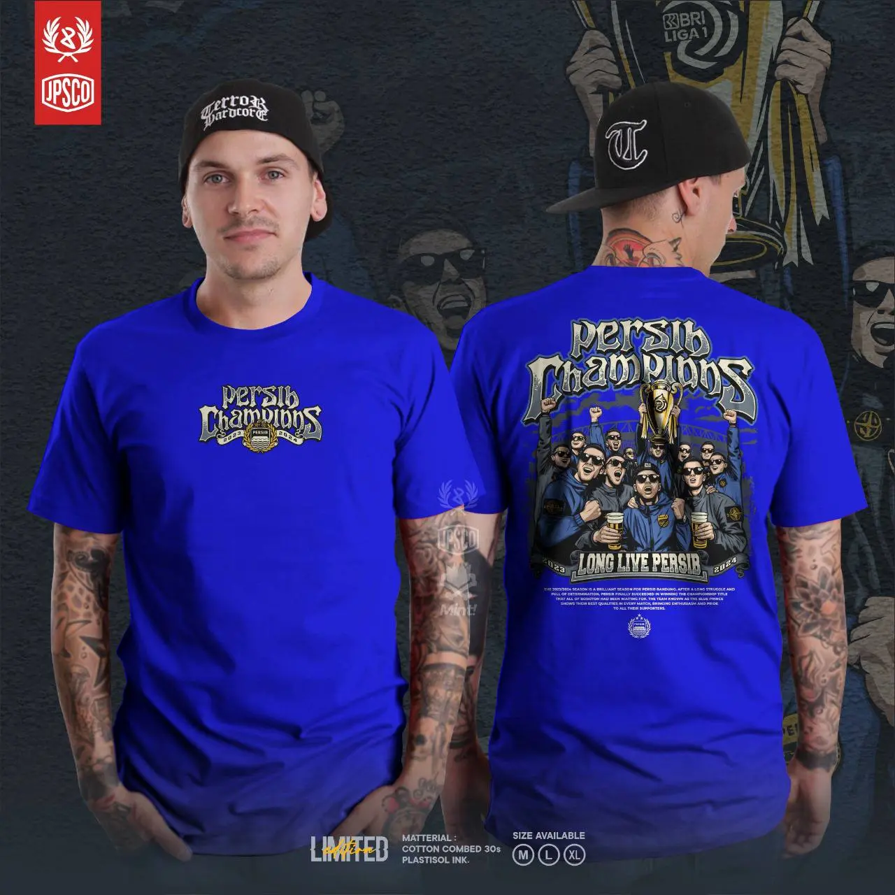 KAOS PERSIB CHAMPIONS BAJU PERSIB JUARA KAOS ATASAN DISTRO PRIA TERBARU Oblong Katun Combed Surfing Polos