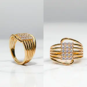 Cincin wanita permata kotak layer lima mewah CC-LY5KT