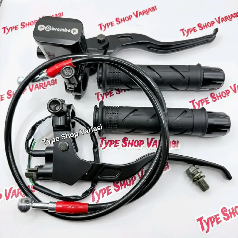 Paket 4in1 Master Rem Tabung Tipe Kotak + Handgrip Sisik + Jalu Stang Cnc + Selang Rem 95cm Universal Handle Kopling Motorcycle - Termurah Dan Berkualitas COD 1