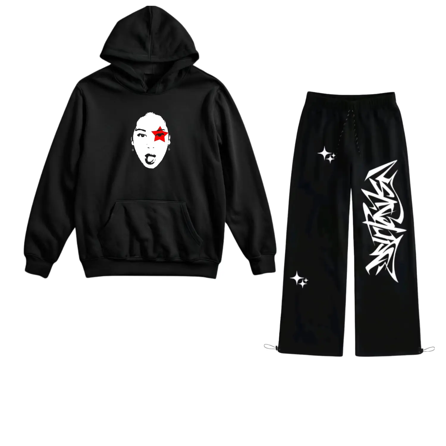 HS Hitam Mata Bintang+Celana Tanpa Kantong