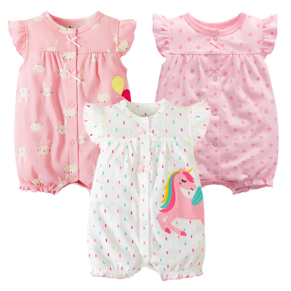 pakaian bayi bayi romper bayi Jumper pakaian musim panas jumpsuit lengan pendek piyama katun bayi