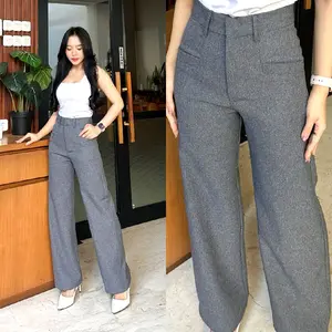 EL - Vara Highwaist Pants - Celana Kulot Loose Pants Wanita Highwaist Wol Premium Panjang Bahan Tebal Halus Adem Tidak Ada Karet Tampilan Elegan