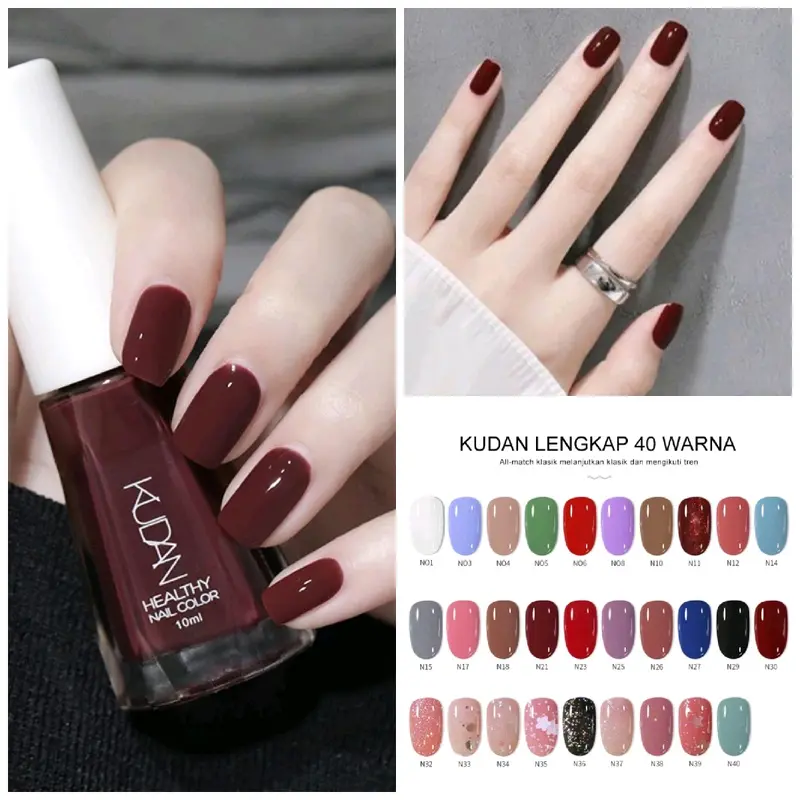 KUDAN Kutek Peel Off nail art 10 ml waterbased encounter glitter, glossy, warna matte, Kuku press nails 1
