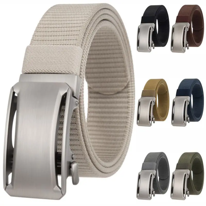 Men's canvas toothless automatic buckles belt outdoor tactical belt youth casual casual belt fashion pants belt