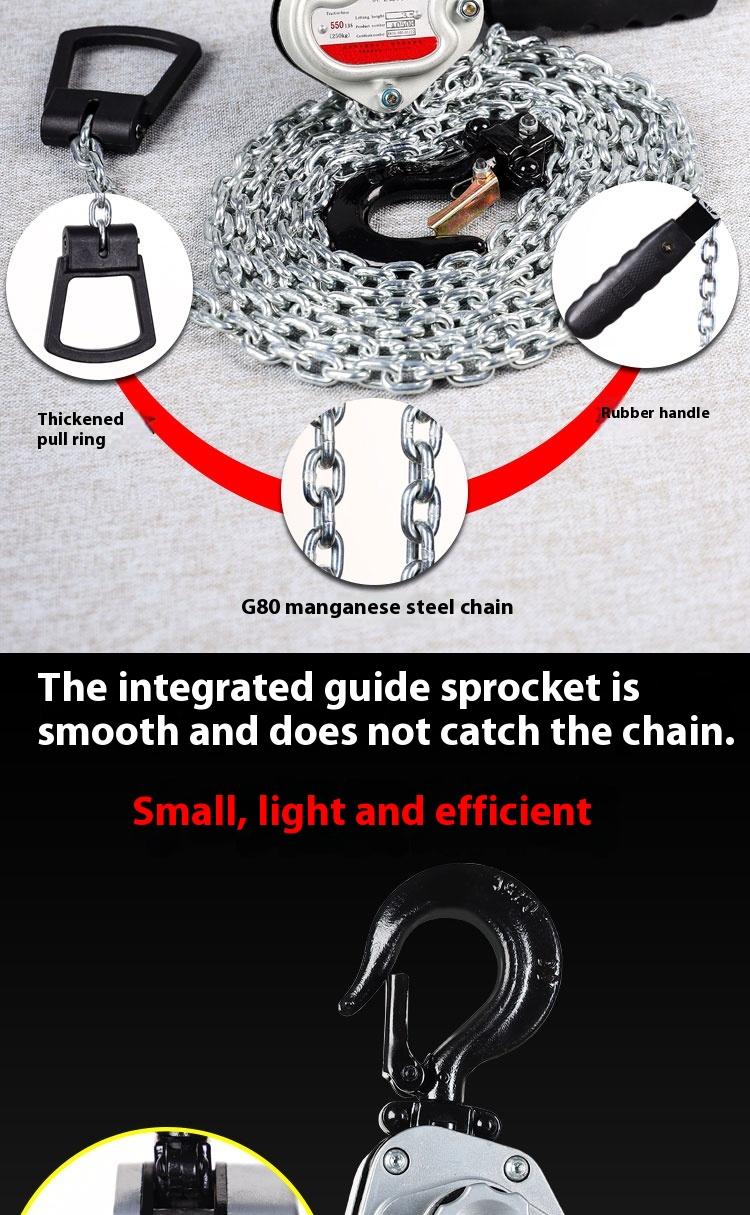 Product Introduction of 0.25T2.5m Pengangkat mini Hand hoist Chain hoist Chain block Small hand hoist 2