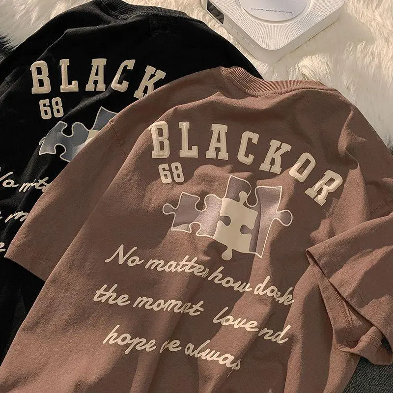 Korean version comfortable loose letter printed short sleeved T-shirt for women's summer casual plus size trendy casual top