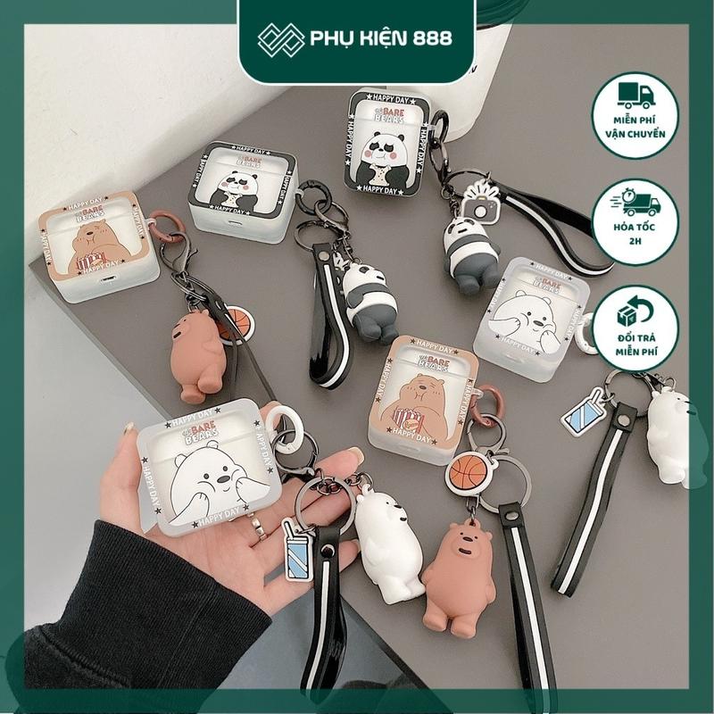Case airpods 1/2/3/pro W.e a.r.e B.e.a.r.s tặng kèm móc khóa