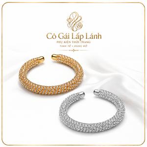 Cô Gái Lấp Lánh Vòng Tay Đính Đá Lấp Lánh Nữ Vòng Hở Màu Vàng Bạc Phụ Kiện Thời Trang Sang Nhẹ Dễ Phối Đi Tiệc Hẹn Hò Công Sở Quà Tặng Cho Nữ