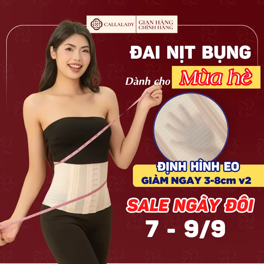 Đai Nịt Bụng Latex Calla Lady chất liệu đúc su thoáng mát mỏng nhẹ chống lộ có 8 thanh xương chống cuộn
