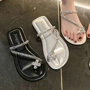 Sandal Wegdes Kupu-Kupu Fashion Wanita Import Bahan Kualitas Premium Model Terbaru Cewek dengan Hiasan Rhinestone Elegan Sendal