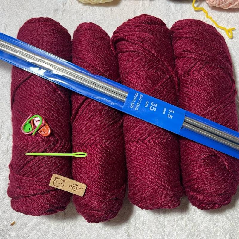  Nhà Của Dứa Combo Đan Móc Khăn Nguyên Liệu Handmade 4 Cuộn Len Cotton Love Kim Móc Kim Đan Kim Khâu Tag Da Đánh Dấu Len 