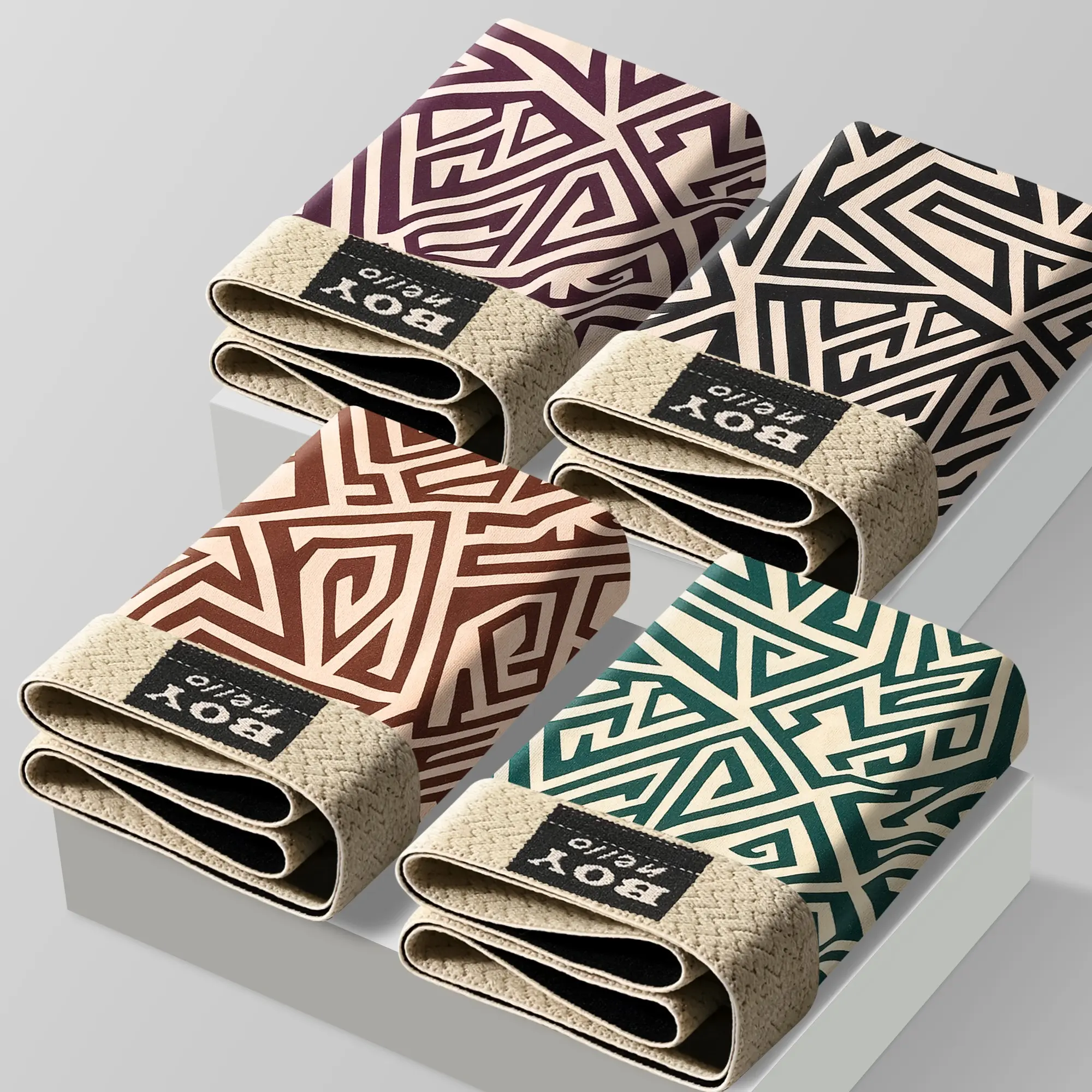 PAKET 4 PCS Celana Dalam Boxer Pria Motif Geometrik Elastis Adem Antibakteri | BoxerKu 013