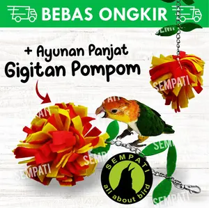 POMPOM SWING FLANEL MAINAN GIGITAN BURUNG HAMSTER SUGAR GLIDER BTGYG