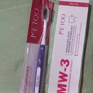 [Beli 1 Gratis 1] METOO Sensitif+Whitening Bundle-BPOM- Bebas Sensitif / pemutih gigi / Membersihkan Noda Gigi / Bebas Karang Gigi / Gusi Sensitif / Pasta Gigi Probiotik / Karang Gigi -METOO MW-3 Pasta Gigi Advance whitening 100g + Sikat Gigi Extra Soft