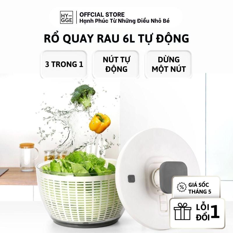  Rổ Quay Rau Có Nút Nhấn Tự Động Nhà Bếp Thao Tác Dễ Dàng Dụng Cụ Vắt Rau Sống Hoa Quả Tiện Ích 