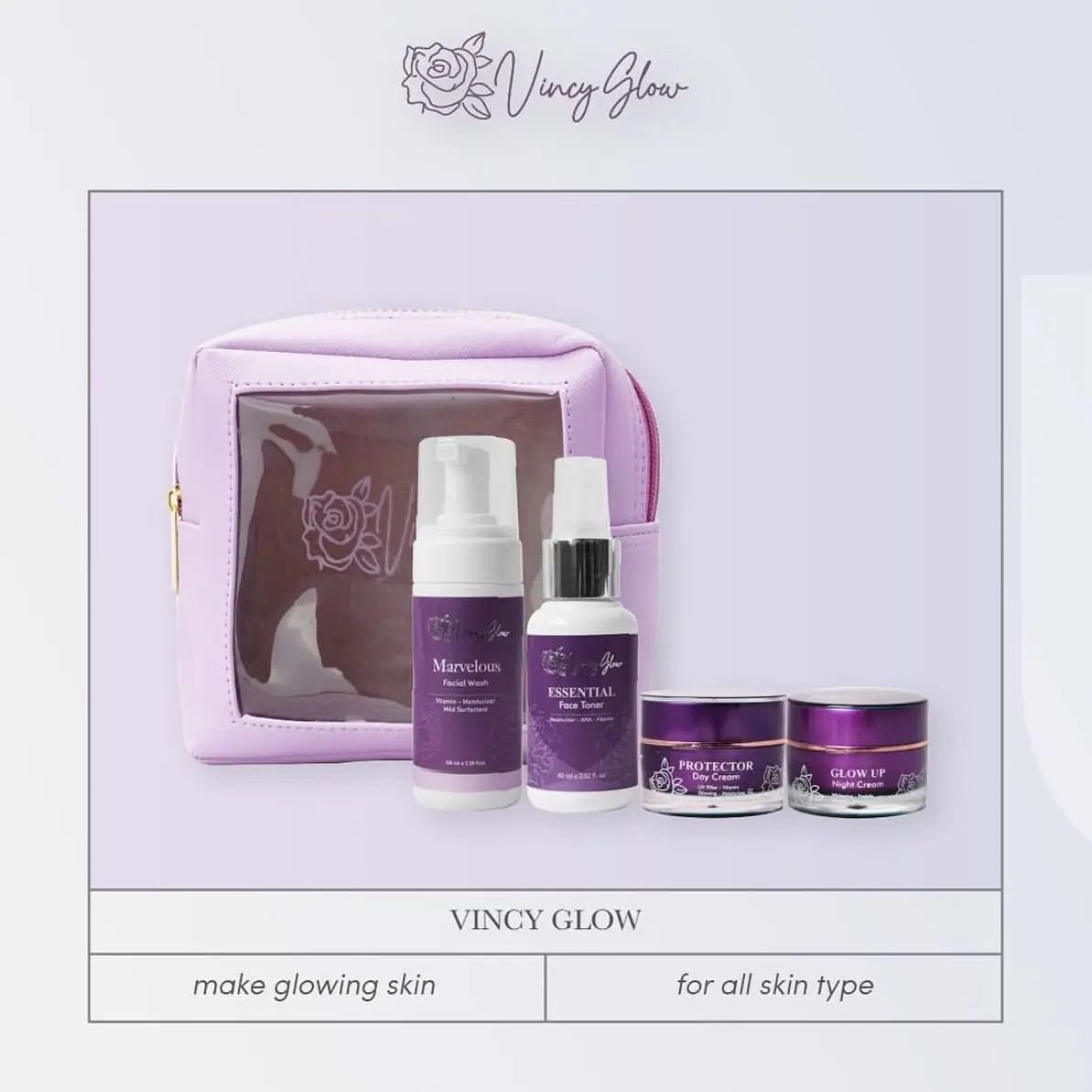 Paket Wajah Booster Premium Glow up & Acne glass Extract Mencerahkan, Menyamarkan Flek Hitam, bekas jerawat & Acne Care