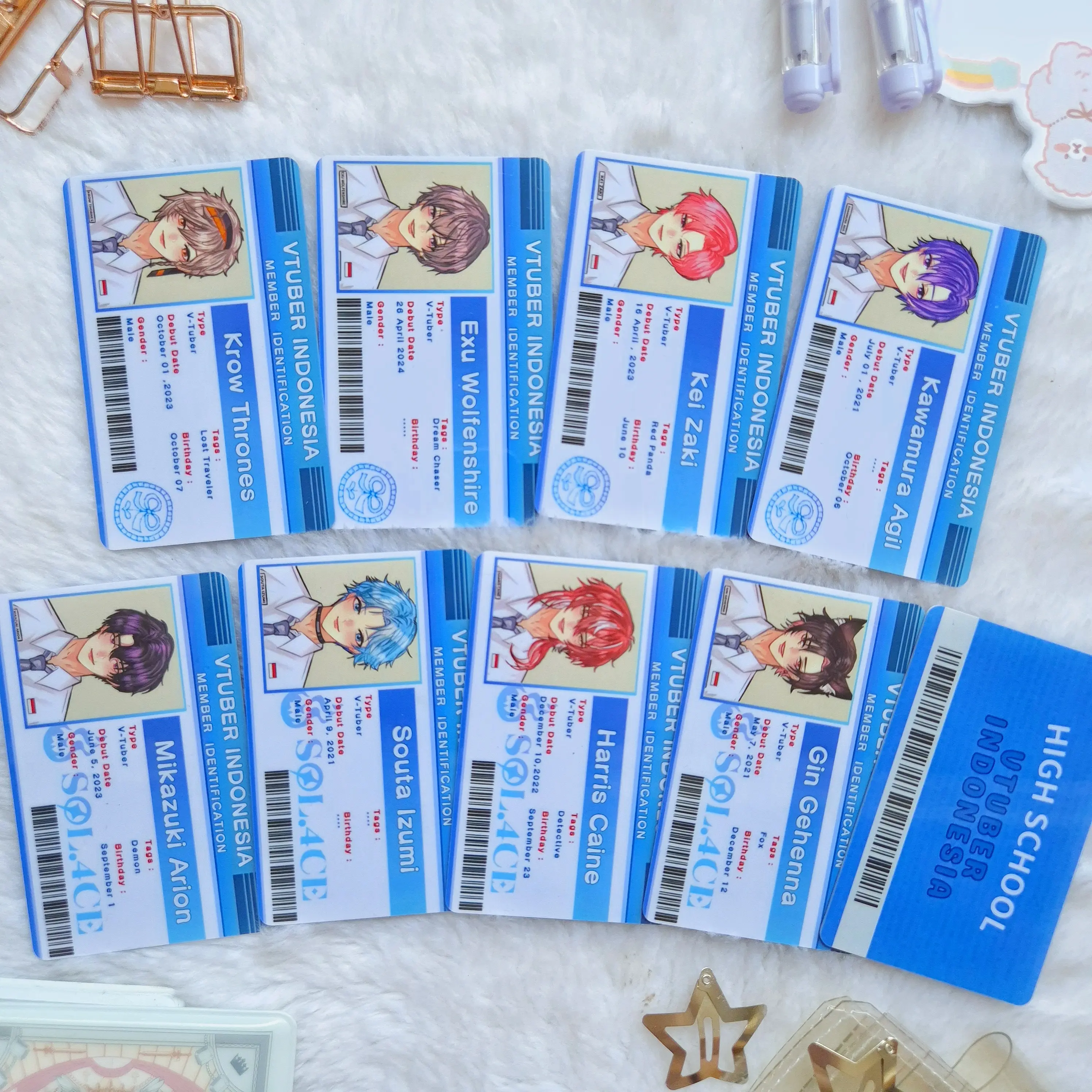 Fanart ID Card Set Vtuber Indonesia / Bluelock / Haikyuu / Windbreaker / Jujutsu Kaisen / Sol4ce