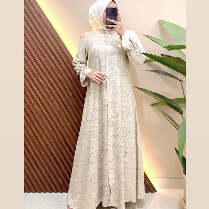 (READY STOK) Mecca Dress Vol 1 bahan viscose jacquard emboss gamis lebaran raya series adem lembut jatuh By Candy Outfitku