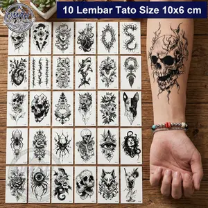 10 Pcs Sticker Tato Tattoo Temporer Temporary 3D Waterproof Anti Air Serie TCI Aesthetic Size 10x6 cm