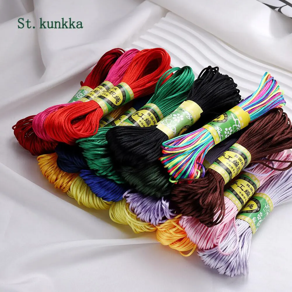Dây Bện Nylon, St.kunkka, 20 Mét, 24 Màu, Vòng Tay Dây Thừng Nút Macrame Trung Quốc Dây Bện, Vòng Tay Tự Làm, Chỉ Dây Chuyền Làm Đẹp Đính Cườm
