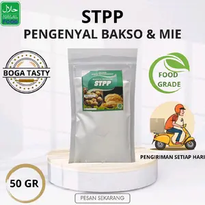 STPP 50gr Pengenyal Bakso Halal ( Sodium Tripolyphospate ) Food Grade, Pengenyal Mie, Sosis, Phosphate, Nugget dll