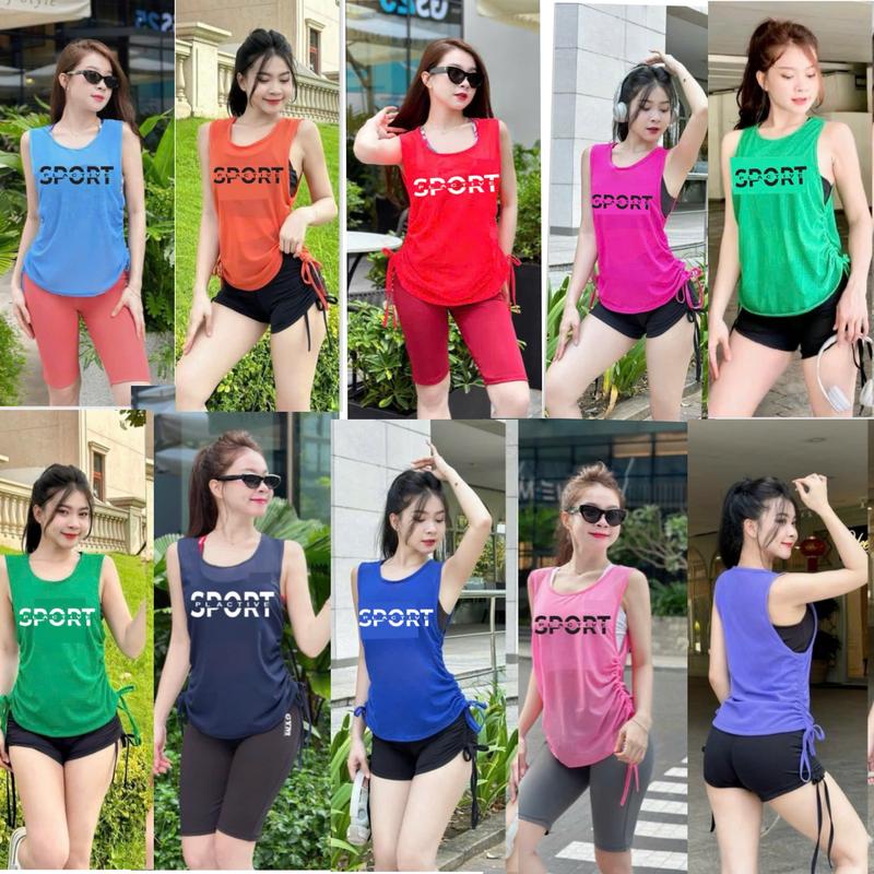 Áo lưới TankTop 3 lỗ dây rút phối logo Đồ tập nữ thể thao cá tính PL Sport Size M đến 3XL Vải Co Giãn 4 Chiều Thoáng Mát
