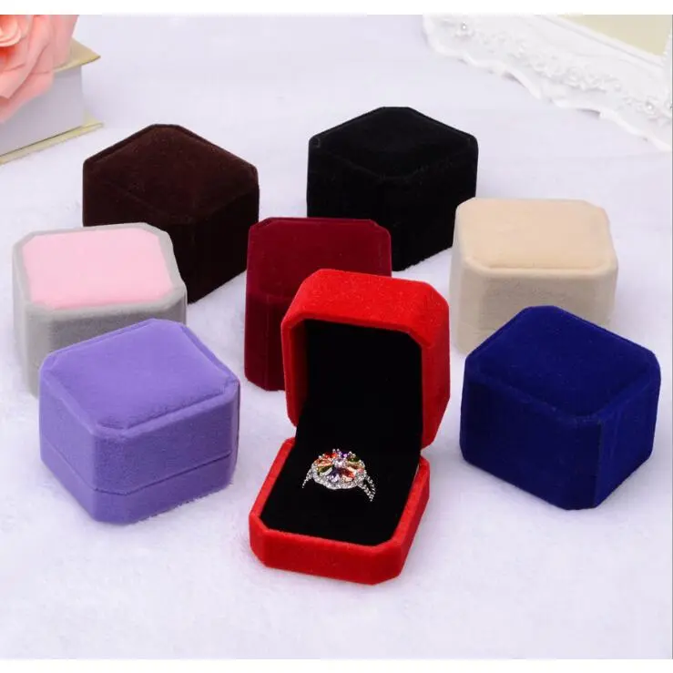 Hộp Đựng Nhẫn Nhung Đỏ Hình Vuông, Hộp Đựng Trang Sức, Hộp Sắp Xếp Quà Tặng, Bông Tai, Hộp Đóng Gói, Hộp Đựng Di Động 2