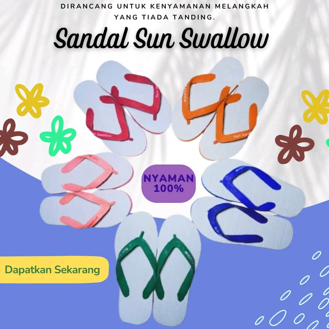 ECERAN SATUAN DAN GROSIR 1/2LUSIN!!!Sun Swallow Classic Warna SERI 9-10,5(38-41) Sandal Jepit Karet putih fleksibel sexy