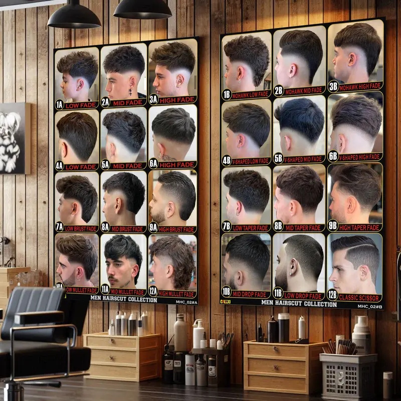 POSTER MODEL RAMBUT PRIA TERBARU HD BARBERSHOP, PANGKAS RAMBUT DAN SALON 3