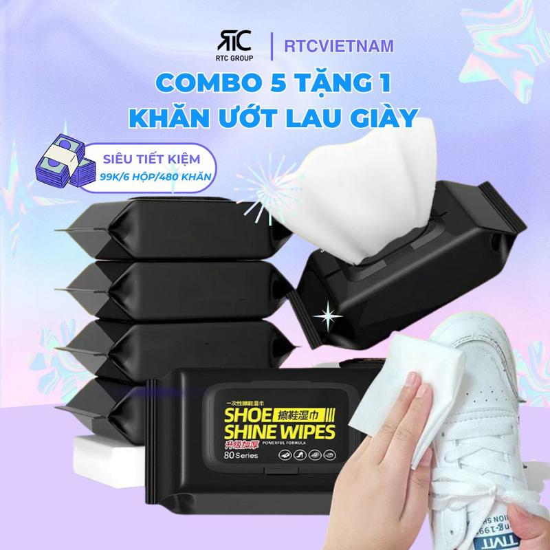 [MUA 5 TẶNG 1] COMBO 5 Bịch Khăn Uớt Lau Giày Shoe Shine Wipes,Lau Giày Dép, Lau Đa Năng , Lau Bếp, Túi Xách ,Ba Lô, Dầu Mỡ - Sạch Nhanh Cấp Tốc - Tiện Lợi Di Chuyển