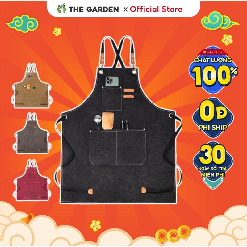 Tạp dề dài vải có thể điều chỉnh dây đeo THE GARDEN IGWT Tạp dề pha chế cao cấp cho nhân viên phục vụ