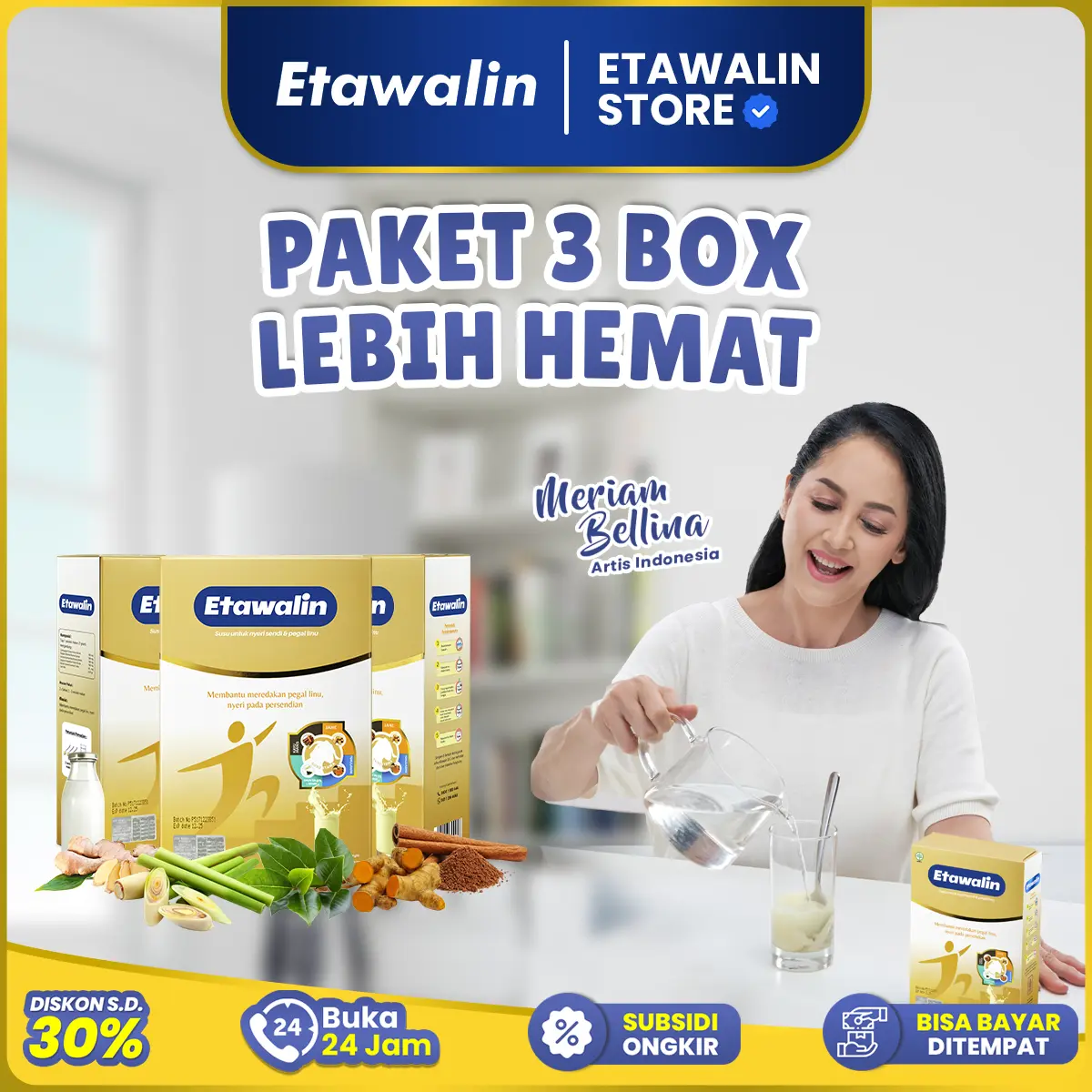 PAKET 3 BOX SUSU ETAWALIN I BELI 3 LEBIH HEMAT I 200 GRAM ORIGINAL [BPOM] | AKUN RESMI ETAWALIN BISA COD  [minuman yang terbuat dari susu kambing etawa dipadukan dengan Rempah pilihan]